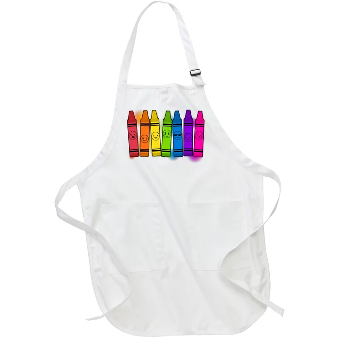 Cute Emotions Emoji Crayons Full-Length Apron With Pocket