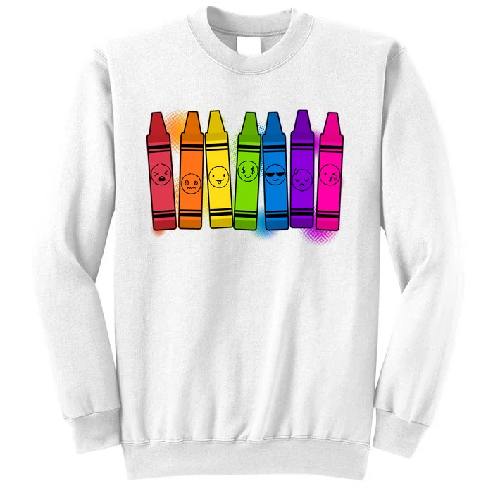 Cute Emotions Emoji Crayons Sweatshirt