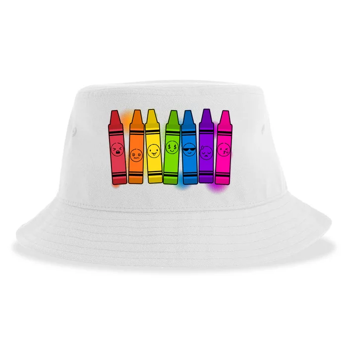 Cute Emotions Emoji Crayons Sustainable Bucket Hat