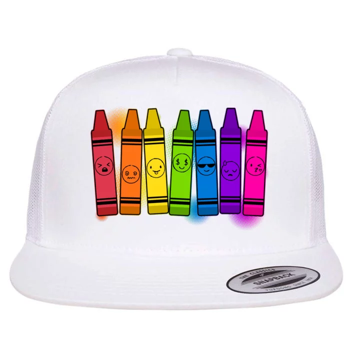 Cute Emotions Emoji Crayons Flat Bill Trucker Hat