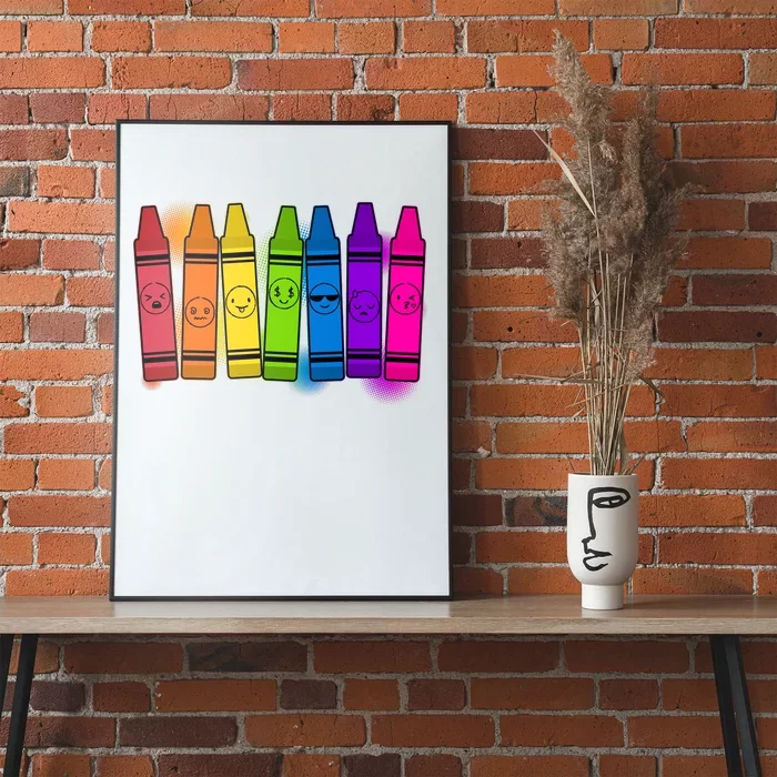 Cute Emotions Emoji Crayons Poster