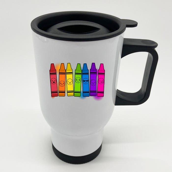 Cute Emotions Emoji Crayons Front & Back Stainless Steel Travel Mug