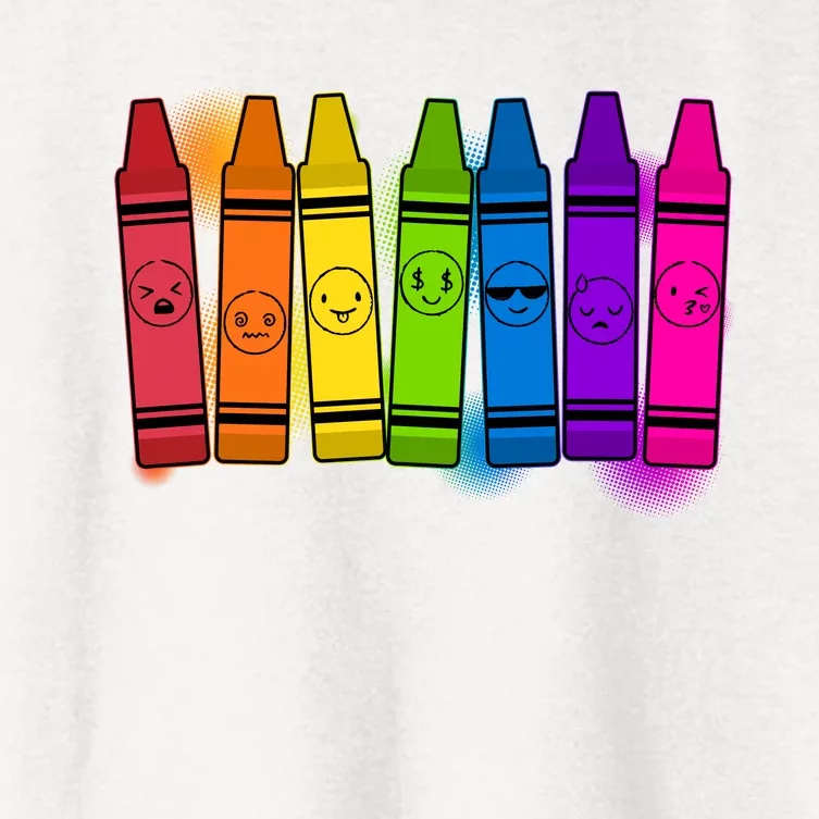 Cute Emotions Emoji Crayons Women's Crop Top Tee