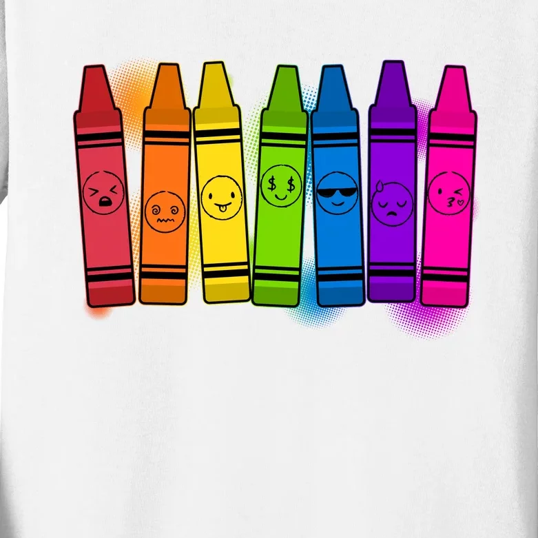 Cute Emotions Emoji Crayons Kids Long Sleeve Shirt