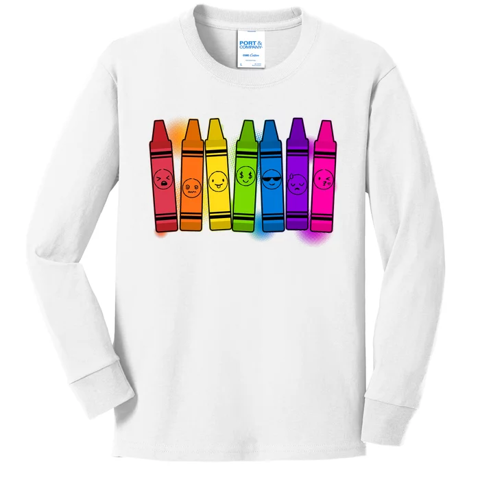 Cute Emotions Emoji Crayons Kids Long Sleeve Shirt