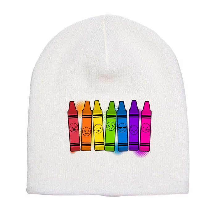 Cute Emotions Emoji Crayons Short Acrylic Beanie