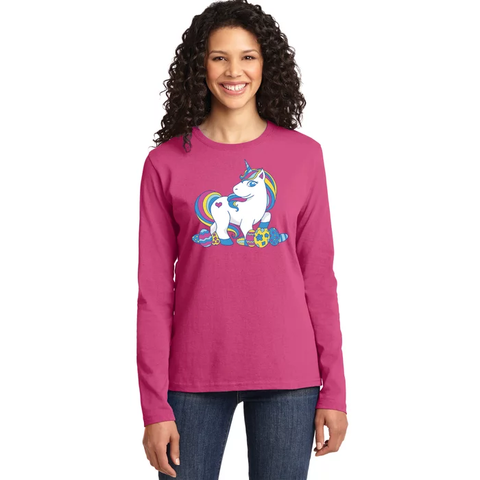 Cute Easter Eggs Unicorn Ladies Long Sleeve Shirt