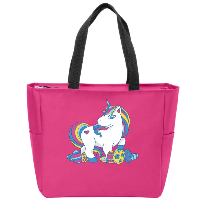 Cute Easter Eggs Unicorn Zip Tote Bag