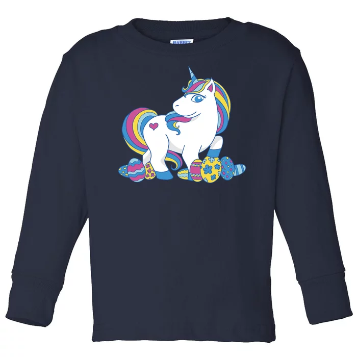 Cute Easter Eggs Unicorn Toddler Long Sleeve Shirt