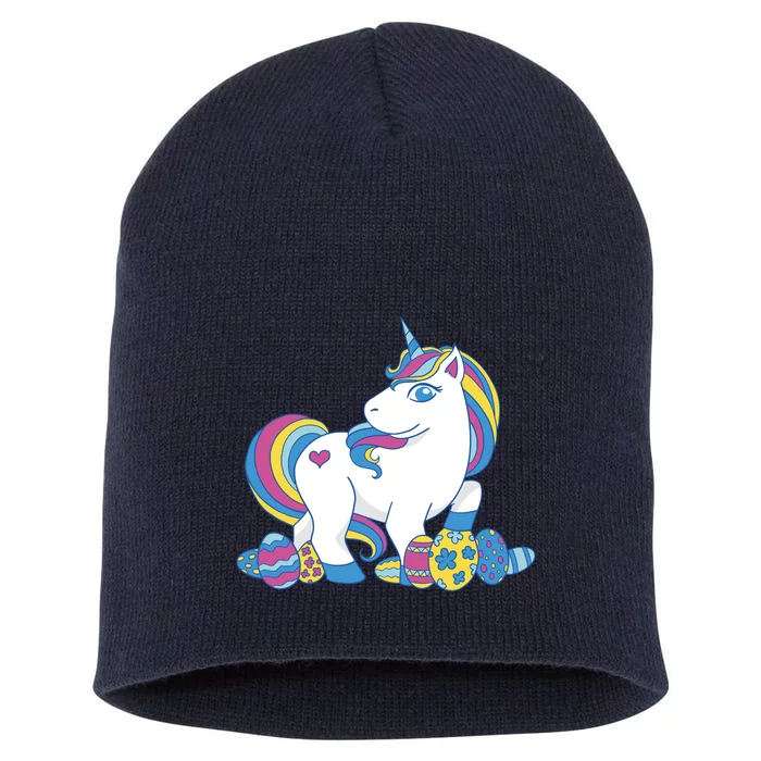 Cute Easter Eggs Unicorn Short Acrylic Beanie