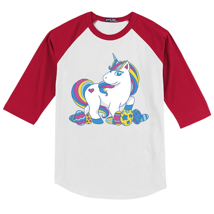 Cute Easter Eggs Unicorn Kids Colorblock Raglan Jersey