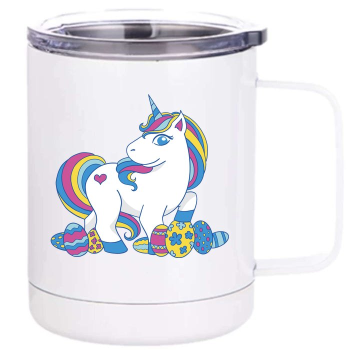 Cute Easter Eggs Unicorn Front & Back 12oz Stainless Steel Tumbler Cup