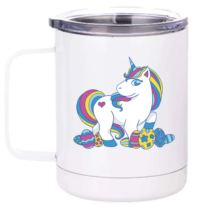 Cute Easter Eggs Unicorn Front & Back 12oz Stainless Steel Tumbler Cup