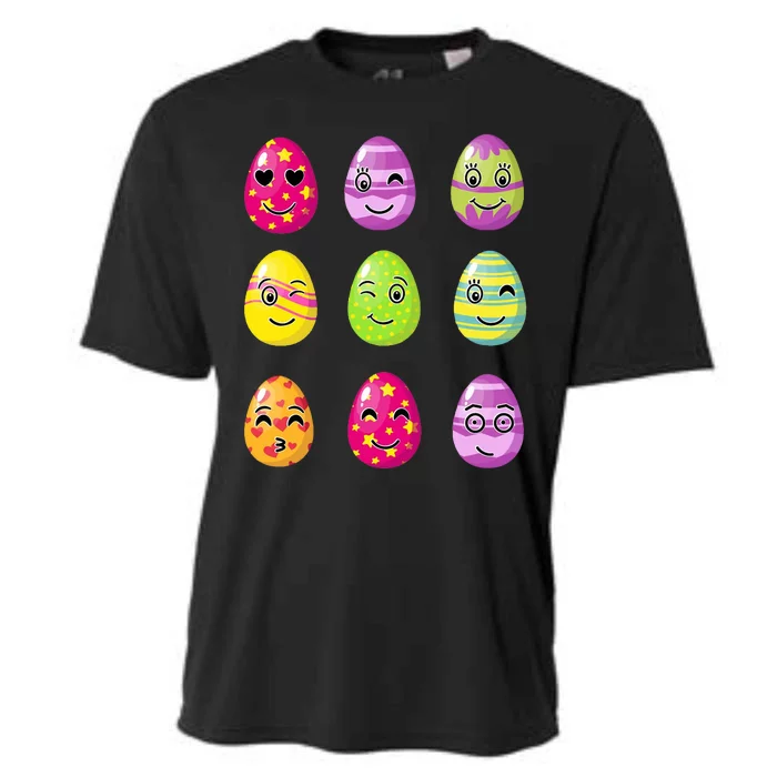 Colorful Easter Eggs Smiley Cooling Performance Crew T-Shirt