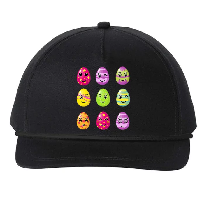 Colorful Easter Eggs Smiley Snapback Five-Panel Rope Hat