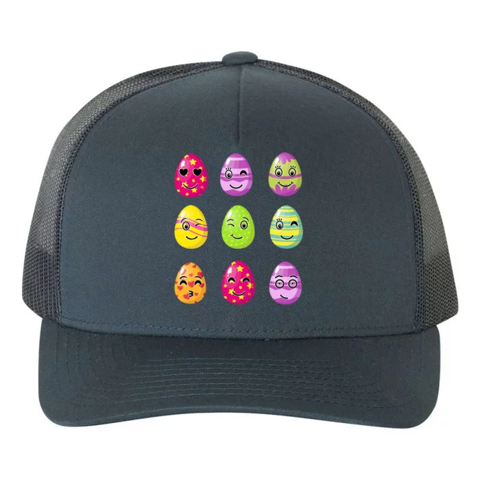 Colorful Easter Eggs Smiley Yupoong Adult 5-Panel Trucker Hat