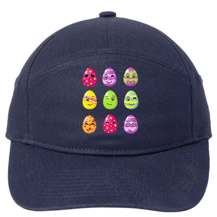 Colorful Easter Eggs Smiley 7-Panel Snapback Hat