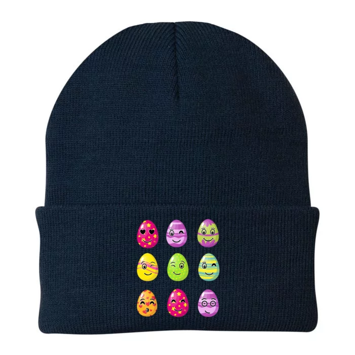 Colorful Easter Eggs Smiley Knit Cap Winter Beanie