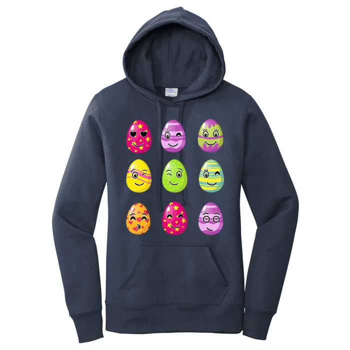 Colorful Easter Eggs Smiley Women's Pullover Hoodie