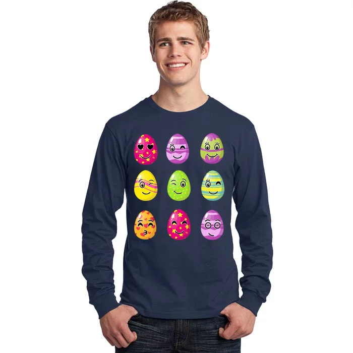 Colorful Easter Eggs Smiley Tall Long Sleeve T-Shirt