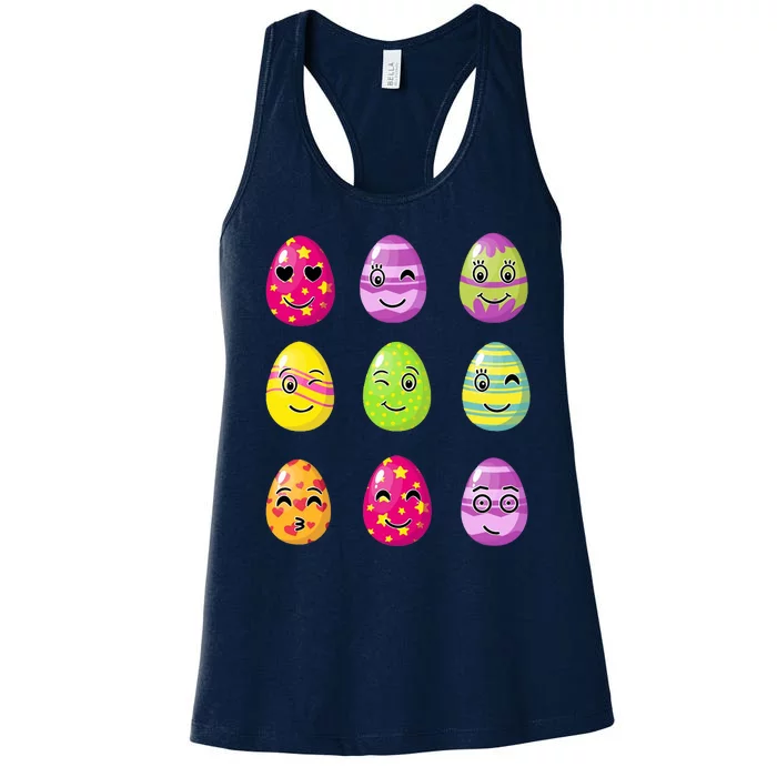 Colorful Easter Eggs Smiley Women's Racerback Tank