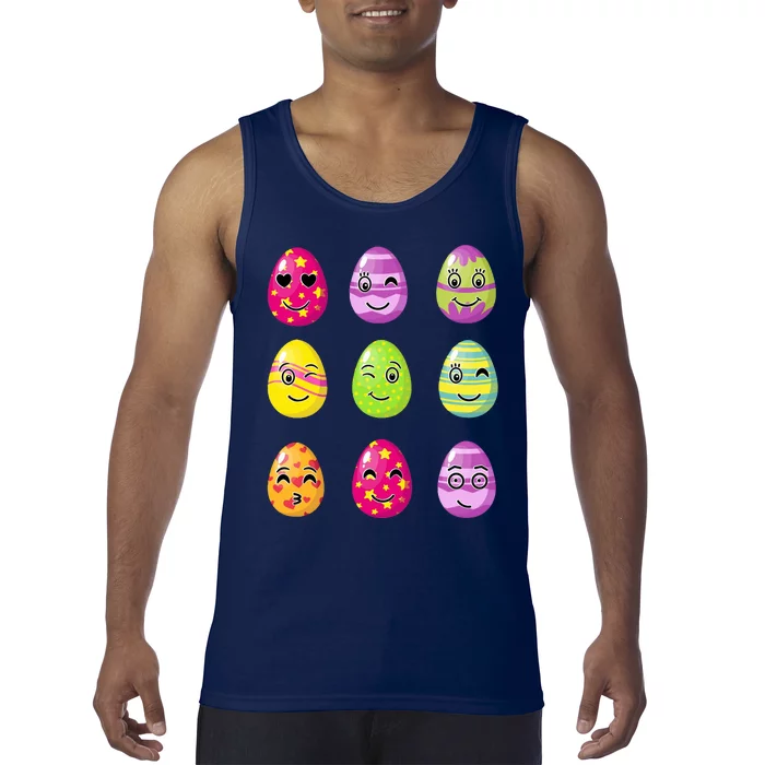 Colorful Easter Eggs Smiley Tank Top