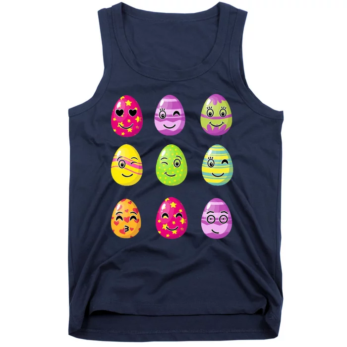 Colorful Easter Eggs Smiley Tank Top