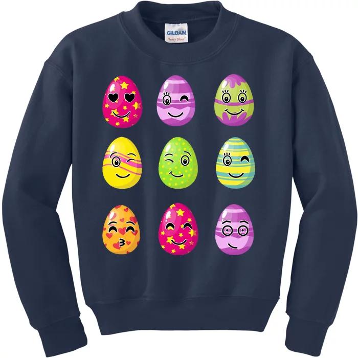 Colorful Easter Eggs Smiley Kids Sweatshirt