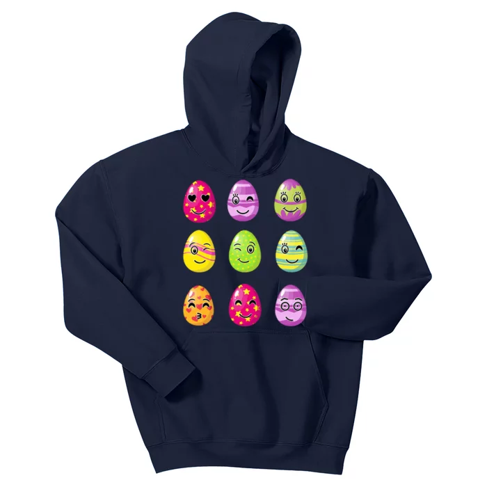 Colorful Easter Eggs Smiley Kids Hoodie