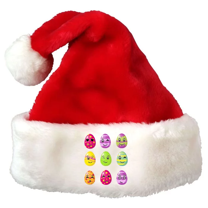 Colorful Easter Eggs Smiley Premium Christmas Santa Hat