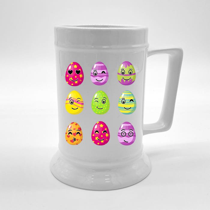 Colorful Easter Eggs Smiley Front & Back Beer Stein