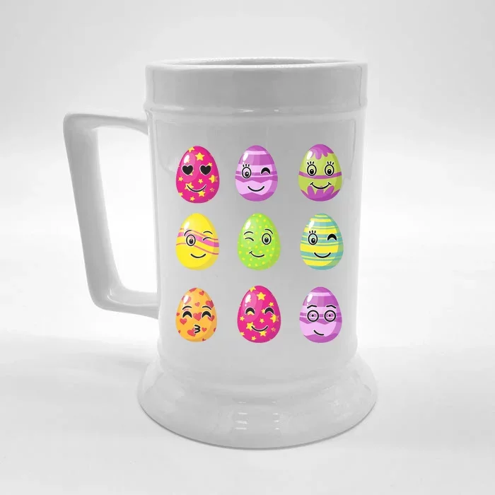 Colorful Easter Eggs Smiley Front & Back Beer Stein