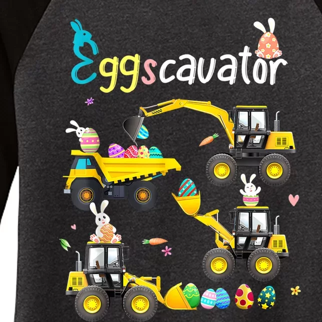 Construction Excavator Easter Day Egg Hunt For Boys Toddlers Women's Tri-Blend 3/4-Sleeve Raglan Shirt