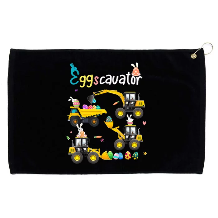 Construction Excavator Easter Day Egg Hunt Grommeted Golf Towel