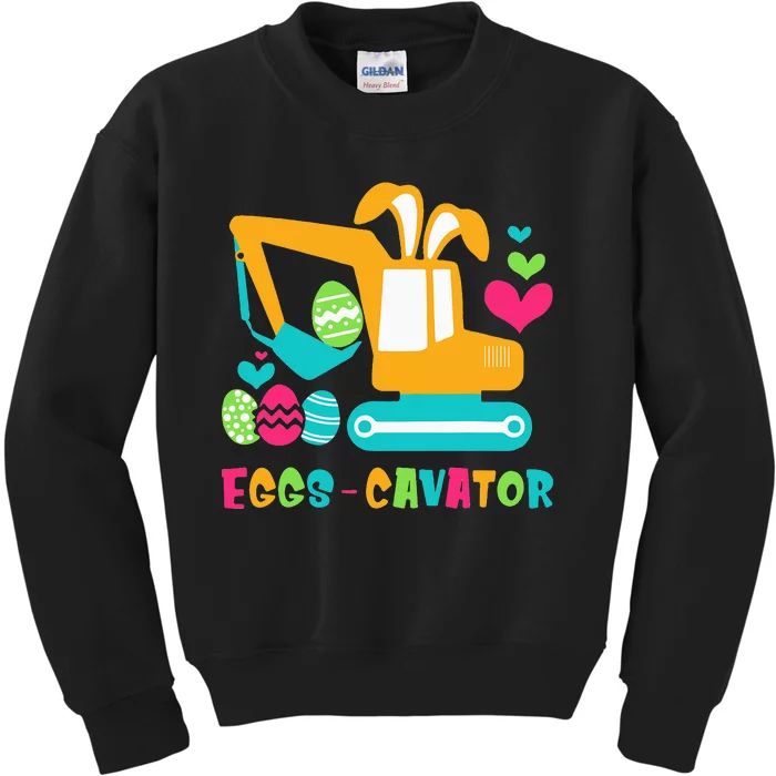 Construction Excavator Easter Day Egg Hunt Kids Sweatshirt