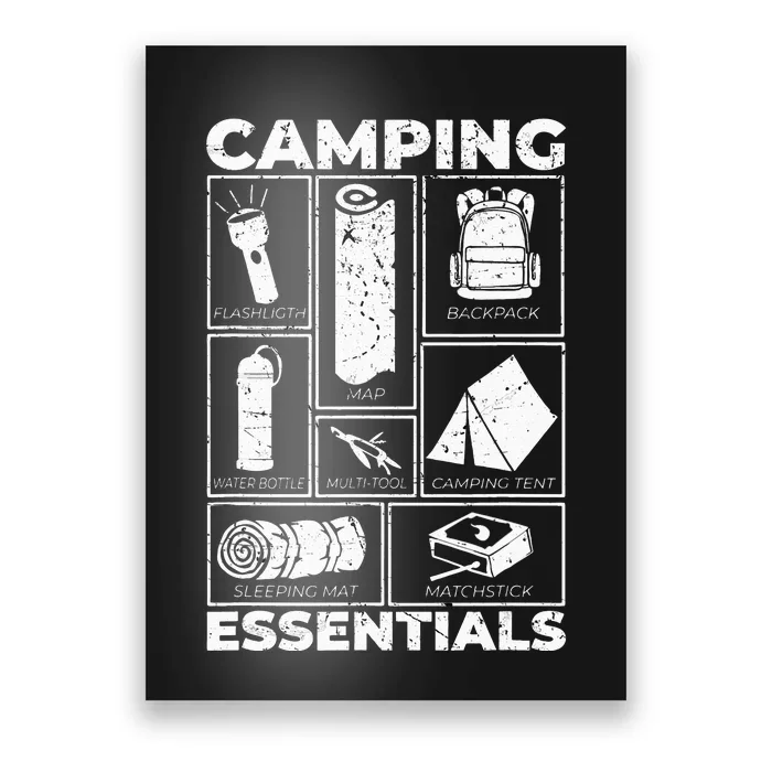 Camping Essentials Equipment Born Items Poster