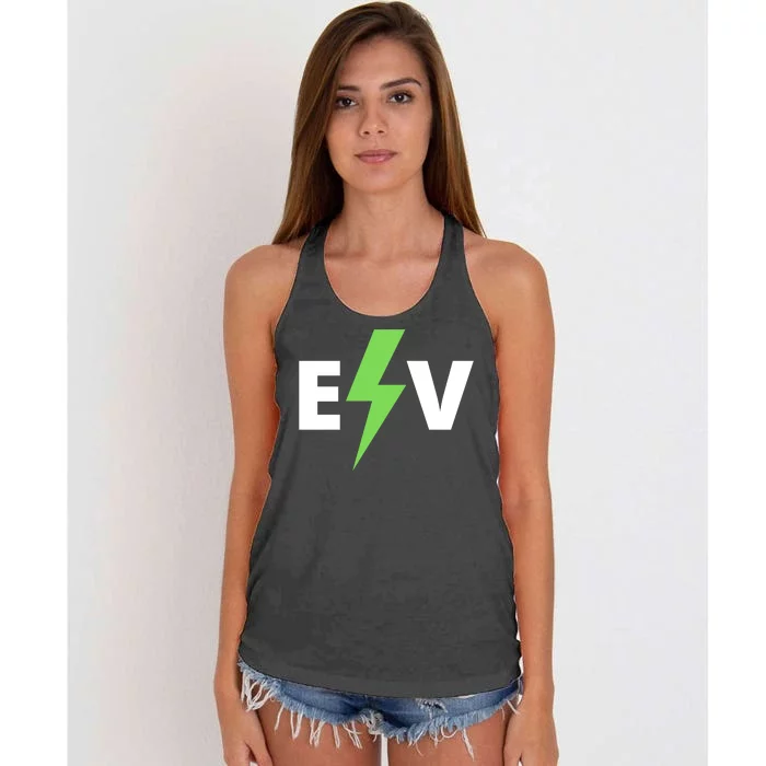 Cool EV Electric Vehicle, EV Life, Funny Electric Vehicle Women's Knotted Racerback Tank