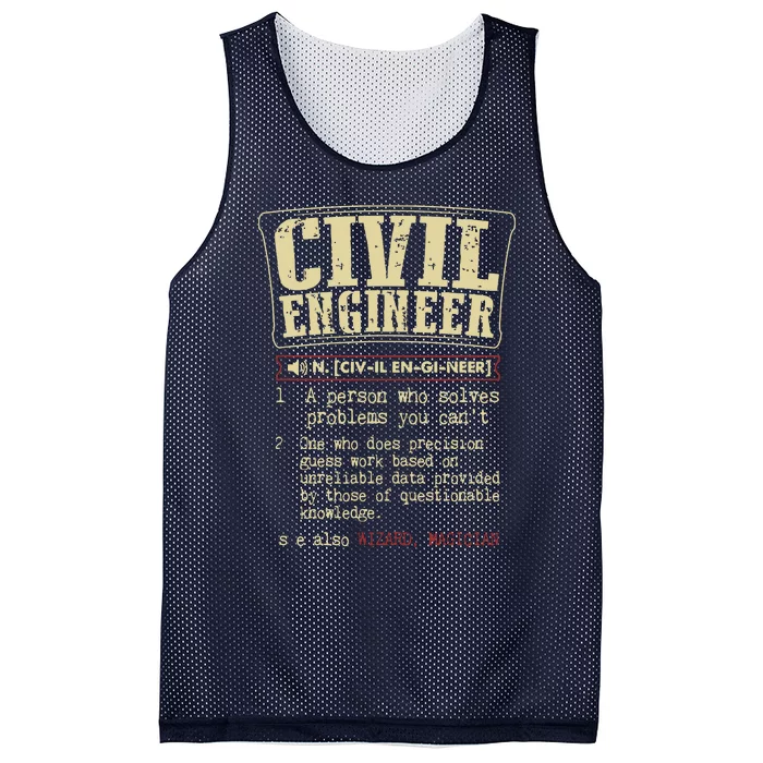 Civil Engineer Funny Definition Mesh Reversible Basketball Jersey Tank