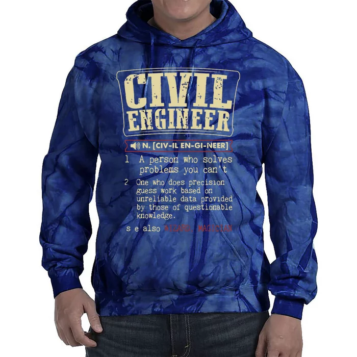 Civil Engineer Funny Definition Tie Dye Hoodie