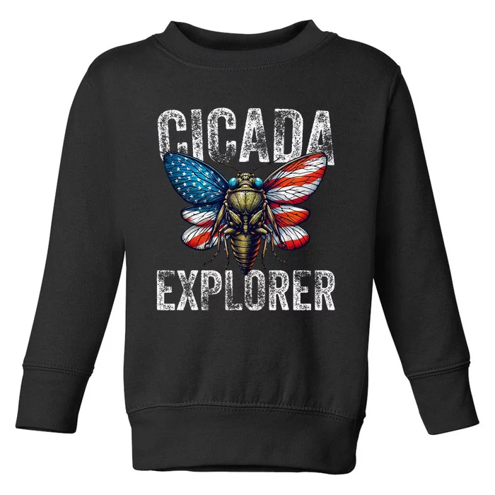 Cicada Explorer Funny Summer 2024 Insect Invasion Vintage Toddler Sweatshirt