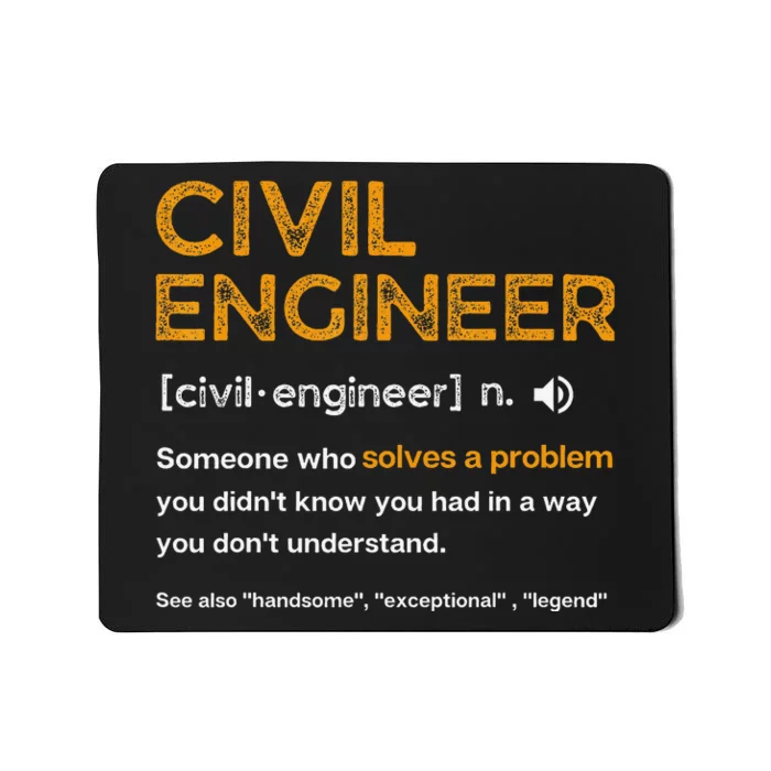 Civil Engineer Funny Definition Engineering Mousepad