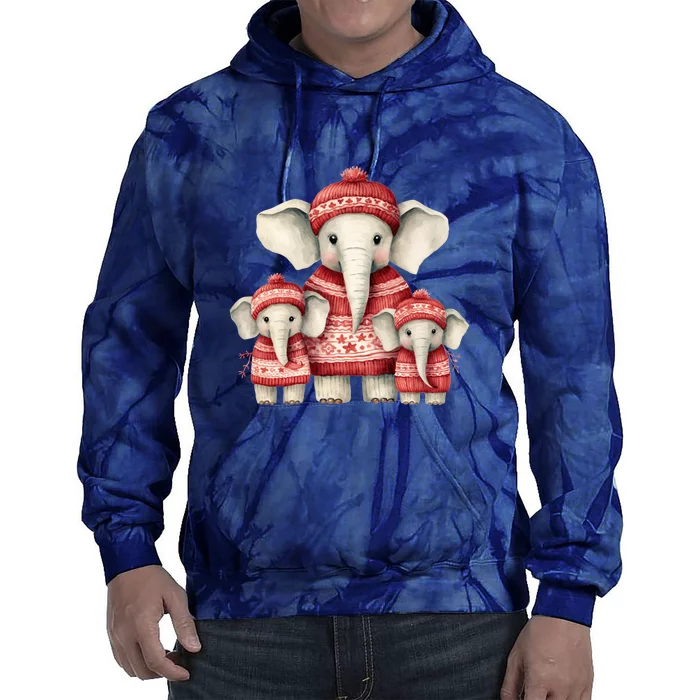 Christmas Elephant Family Matching Outfit Tie Dye Hoodie