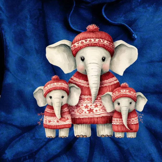 Christmas Elephant Family Matching Outfit Tie Dye Hoodie