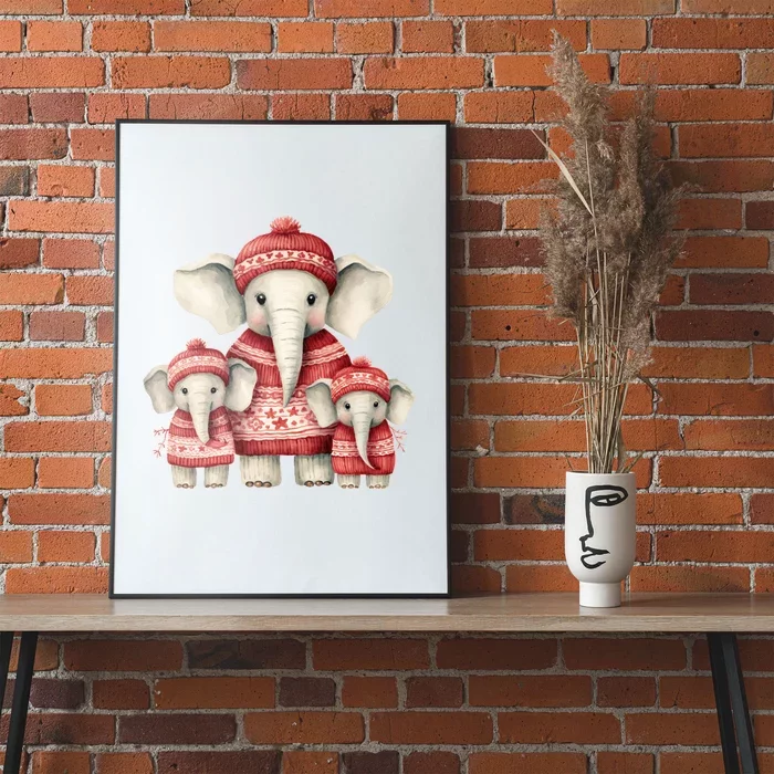 Christmas Elephant Family Matching Outfit Poster