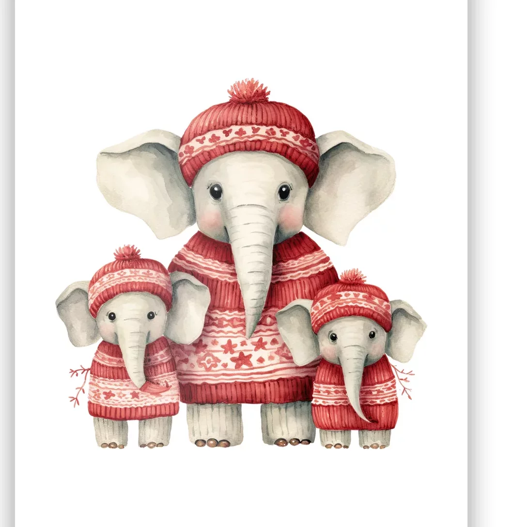 Christmas Elephant Family Matching Outfit Poster