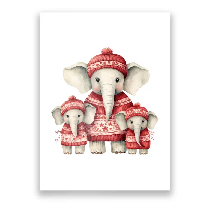 Christmas Elephant Family Matching Outfit Poster