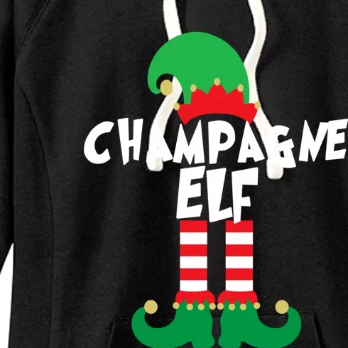 Champagne Elf Funny Christmas Squad Matching Xmas Women's Fleece Hoodie