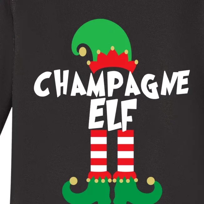 Champagne Elf Funny Christmas Squad Matching Xmas Baby Long Sleeve Bodysuit