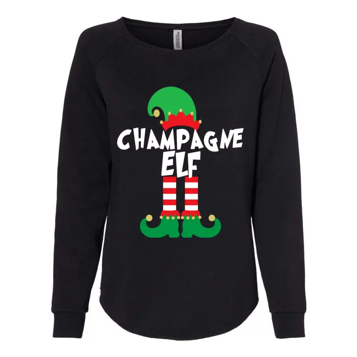 Champagne Elf Funny Christmas Squad Matching Xmas Womens California Wash Sweatshirt