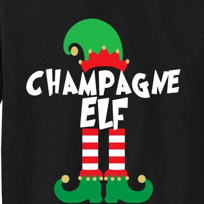 Champagne Elf Funny Christmas Squad Matching Xmas Tall Sweatshirt